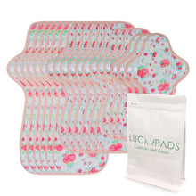 Load image into Gallery viewer, LUCKYPADS Organic Cotton Reusable Period Pads Heavy Flow Set in Red Floral
