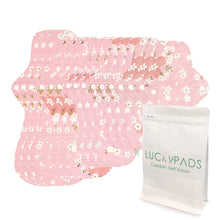 Load image into Gallery viewer, LUCKYPADS Organic Cotton Reusable Period Pads Light Flow Set in Pink Floral
