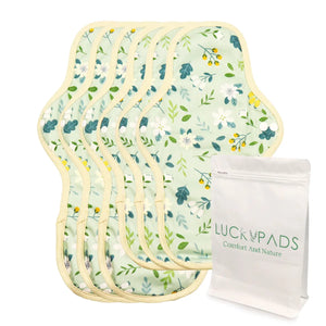 LUCKYPADS Organic Cotton Reusable Period Pads Postpartum Set in Green Floral