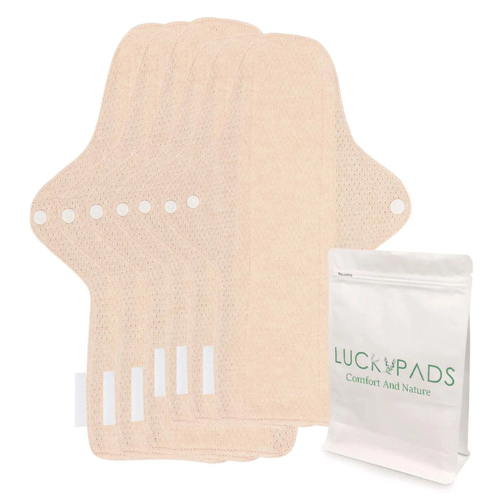 LUCKYPADS Organic Cotton Reusable Period Pads Postpartum Set in Natural Oat