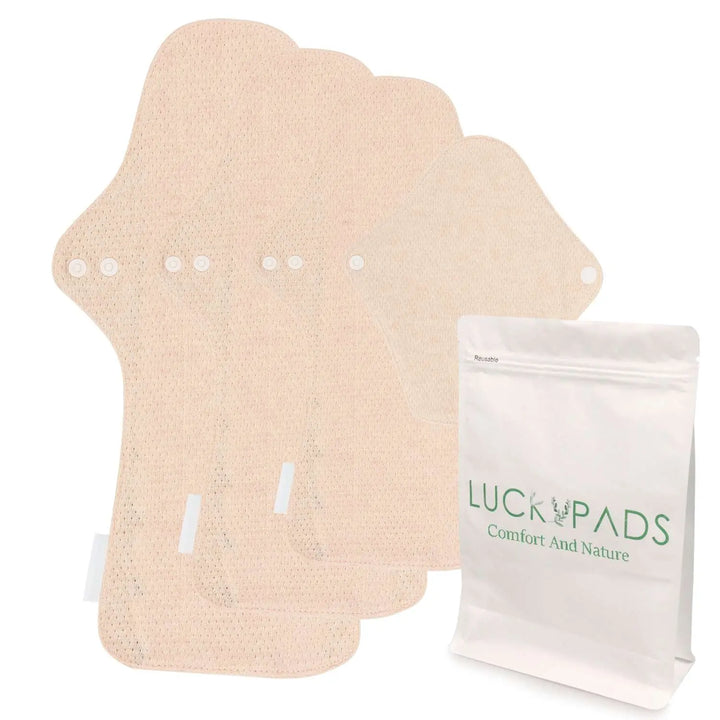LUCKYPADS Organic Cotton Reusable Period Pads Starter Set in Natural Oat