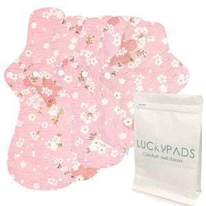 LUCKYPADS Organic Cotton Reusable Period Pads Starter Set in Pink Floral