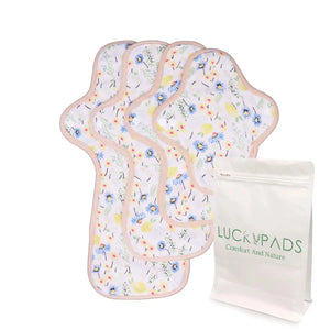 LUCKYPADS Organic Cotton Reusable Period Pads Starter Set in Yellow Floral