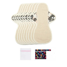 Load image into Gallery viewer, 9-piece LUCKYPADS Organic Cotton Reusable Pocket Style Overnight Period Pads – 11.81 Inch
