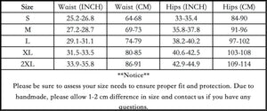 sizing chart of luckypads period underwear for girls