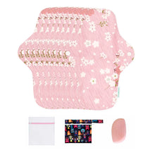 Load image into Gallery viewer, 9-piece 9.8" Organic Cotton Reusable Menstrual Pads(FREE Laundry Bag+Wet Bag+Stain-Removal Soap)

