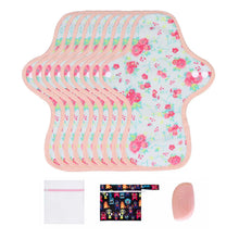Load image into Gallery viewer, 9-piece 9.8" Organic Cotton Reusable Menstrual Pads(FREE Laundry Bag+Wet Bag+Stain-Removal Soap)

