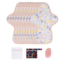 Load image into Gallery viewer, 9-piece 9.8" Organic Cotton Reusable Menstrual Pads(FREE Laundry Bag+Wet Bag+Stain-Removal Soap)

