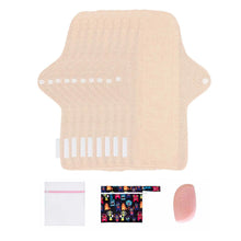 Load image into Gallery viewer, 9-piece 9.8" Organic Cotton Reusable Menstrual Pads(FREE Laundry Bag+Wet Bag+Stain-Removal Soap)
