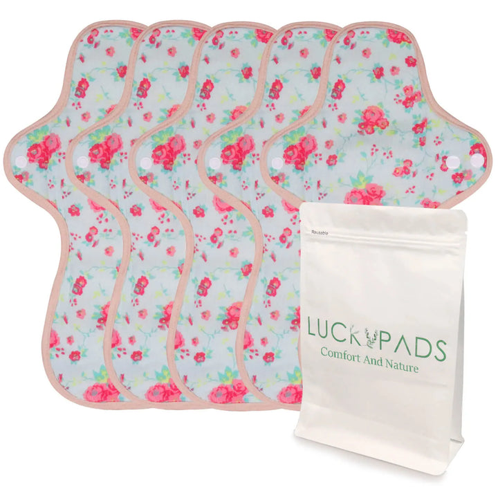 5-piece Organic Cotton Reusable Menstrual Pads for Heavy Flow(7 Patterns Optional)