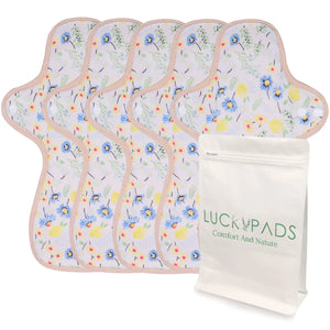 5-piece Organic Cotton Reusable Menstrual Pads for Heavy Flow(7 Patterns Optional)