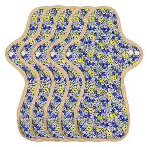 5-piece Luckypads reusable menstrual pads for heavy flow, Night Pads