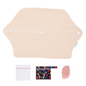 9-Piece Organic Cotton Reusable Pantyliners(FREE Laundry Bag+Wet Bag+Stain-Removal Soap)