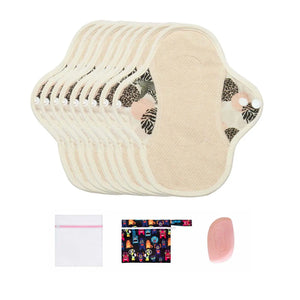 9-Piece Organic Cotton Reusable Pantyliners(FREE Laundry Bag+Wet Bag+Stain-Removal Soap)