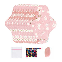 Load image into Gallery viewer, 9-Piece Organic Cotton Reusable Pantyliners(FREE Laundry Bag+Wet Bag+Stain-Removal Soap)
