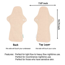 Load image into Gallery viewer, LUCKYPADS Organic Cotton Reusable Period Maxi Pads Size Guide in Natural Oat – 15.75 Inch
