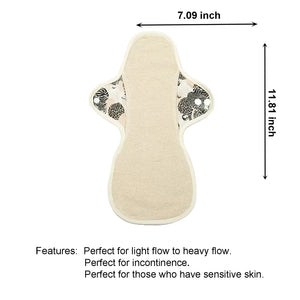 LUCKYPADS Organic Cotton Reusable Pocket Style Overnight Period Pads Size Guide – 11.81 Inch