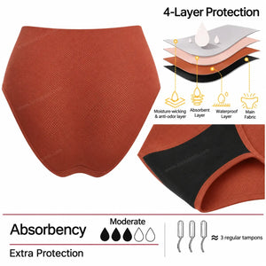 Seamless High Waisted Period Brief | ≈3 Regular Tampons | OEKO-TEX Certified | Free Wet Bag & Laundry Bag