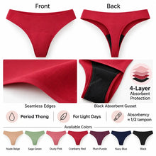 Load image into Gallery viewer, Mid Rise Seamless Period Thongs | ≈1/2 Regular Tampons | OEKO-TEX Certified | Free Wet Bag &amp; Laundry Bag
