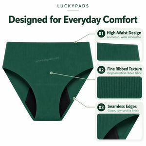 High Waisted Seamless Period Brief | ≈5 Regular Tampons | OEKO-TEX Certified | Free Wet Bag & Laundry Bag