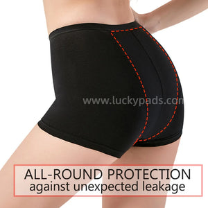 Back View of luckypads heavy flow period panties, Black