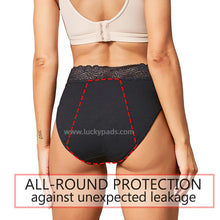 Load image into Gallery viewer, Back View of luckypads lace period underwear,Black
