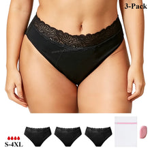 Load image into Gallery viewer, Front View of luckypads lace period underwear，Black
