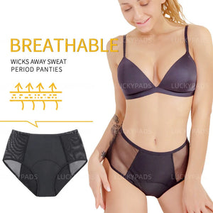 Front View of luckypads ladies period pants, Black