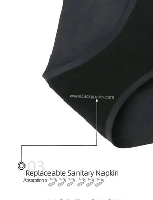 details of  luckypads ladies washable incontinence briefs,Black