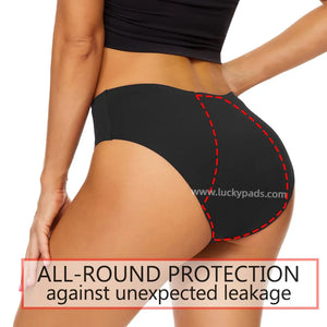 Back View of luckypadsl adies washable incontinence briefs,Black