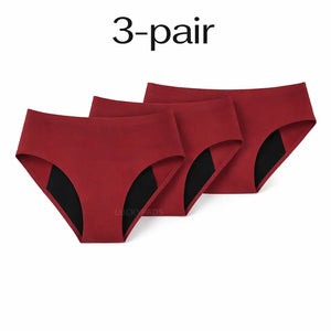 3-pair luckypads ladies washable incontinence briefs,Red