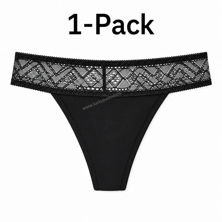 3-Pack Lace Period Thong–OEKO-TEX Certified(FREE Stain-Removal Soap & Laundry Bag)