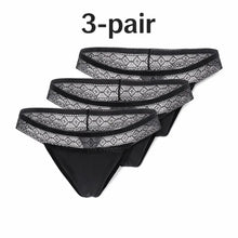 Load image into Gallery viewer, 3-pair luckypads period thong underwear, Black
