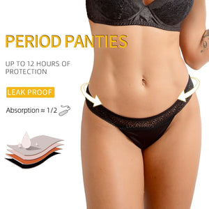details of luckypads period thong underwear, Black	