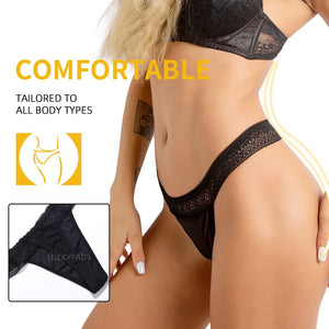 Back View of  luckypads period thong underwear, Black