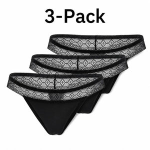 3-Pack Lace Period Thong–OEKO-TEX Certified(FREE Stain-Removal Soap & Laundry Bag)