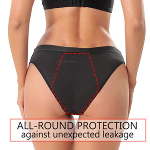 Back View of luckypads period underwear for girls, Black