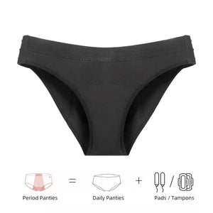 details of of luckypads period underwear for girls, Black