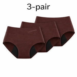 3-pair luckypads period underwear for teens, Brown	