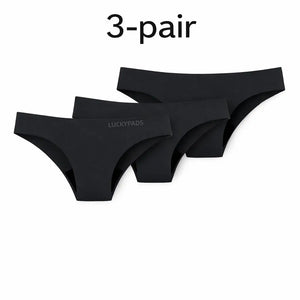 3-pair luckypads period underwear for women, Black