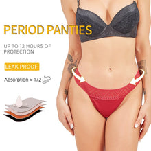 Load image into Gallery viewer, 3-Pair Absorbent Period and Bladder Leak Underwear - Thong - Light Flow
