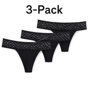 3-Pack Lace Period Thong–OEKO-TEX Certified(FREE Stain-Removal Soap & Laundry Bag)