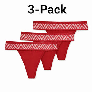 3-Pack Lace Period Thong–OEKO-TEX Certified(FREE Stain-Removal Soap & Laundry Bag)