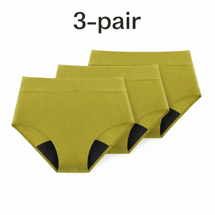 3-pair luckypads reusable menstrual panties, Green