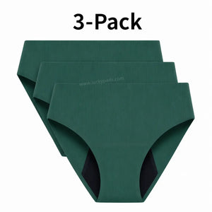 3-Pack High Waisted Seamless Period Brief–50ml Absorbency | OEKO-TEX Certified(FREE Stain-Removal Soap & Laundry Bag)