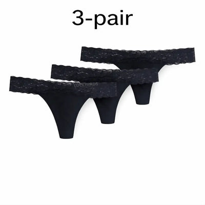 3-Pair Absorbent Period and Bladder Leak Underwear - Thong - Light/Moderate Flow