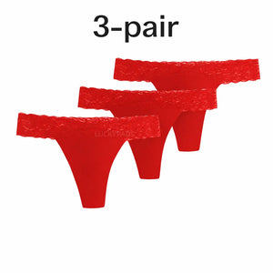 3-pair luckypads thong period underwear, Red