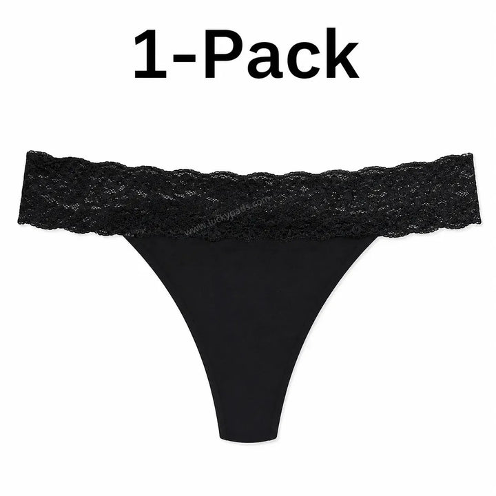 3-Pack Lace Period Thong–30ml Absorbency | OEKO-TEX Certified(FREE Stain-Removal Soap & Laundry Bag)