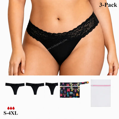 Lace Period Thong | ≈2-3 Regular Tampons | OEKO-TEX Certified | Free Wet Bag & Laundry Bag