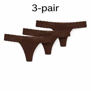 3-pair luckypads thong period underwear, Brown